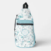 Vintages türkisfarbenes Blumenmuster Crossbody Bag (Vorderseite)