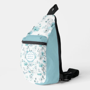 Vintages türkisfarbenes Blumenmuster Crossbody Bag