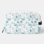 Vintages türkisfarbenes Blumenmuster Waschbeutel (Rückseite)