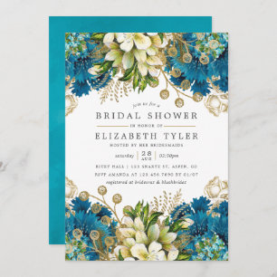 Vintages türkisfarbenes Brautparty Einladung