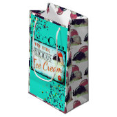 Vintages türkisfarbenes Eisschild Kleine Geschenktüte (Vorderseite Schrägansicht)