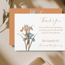 Vintages türkisfarbenes florales Beileid Vielen Da Mitteilungskarte