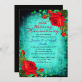 Vintages türkisfarbenes Hochzeitstag Einladung (Vorne/Hinten)