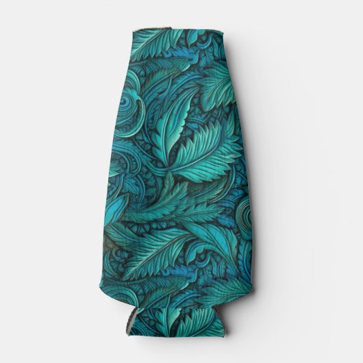 Vintages, türkisfarbenes Leder Flaschenkühler (Vorderseite)