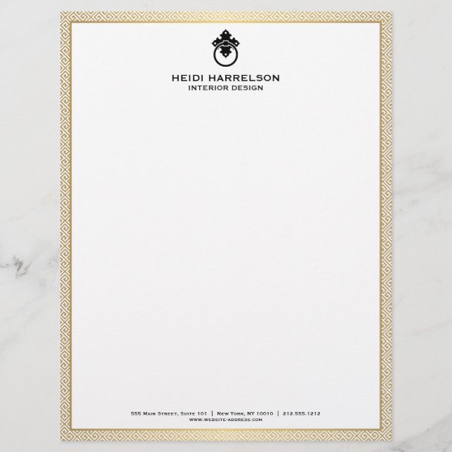 Vintages Türknopf-Logo Gold/Schwarz Briefbogen (Vorderseite)