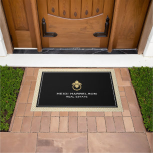 Vintages Türknopf-Logo Gold/Schwarz Fußmatte