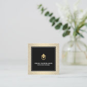Vintages Türknopf-Logo Gold/Schwarz Quadratische Visitenkarte (Stehend Vorderseite)