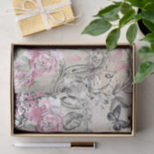 Vintages Typoschwarzrosa Blumenturm paris Eiffel Seidenpapier (Geschenk)