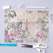 Vintages Typoschwarzrosa Blumenturm paris Eiffel Seidenpapier (Handwerk)