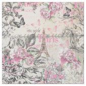 Vintages Typoschwarzrosa Blumenturm paris Eiffel Stoff (Muster)