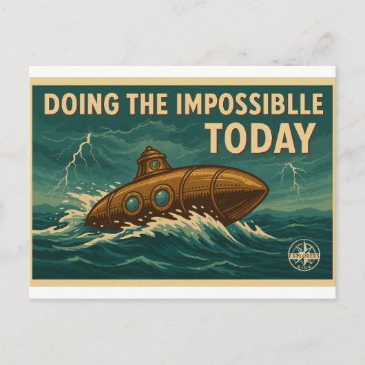 Vintages U-Boot-Abenteuer - Nautische Postkarte (Vorderseite)