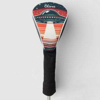 Vintages UFO bei Red Sunset Personalisiert Golf Headcover