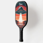 Vintages UFO bei Red Sunset Personalisiert Pickleball Schläger (Links)