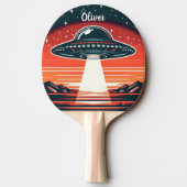 Vintages UFO bei Red Sunset Personalisiert Tischtennis Schläger (Rückseite)