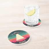 Vintages UFO bei Sonnenuntergang Personalisiert Getränkeuntersetzer (Seite)