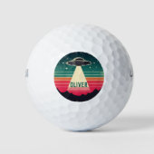 Vintages UFO bei Sonnenuntergang Personalisiert Golfball (Vorderseite)