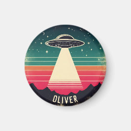 Vintages UFO bei Sonnenuntergang Personalisiert Magnet