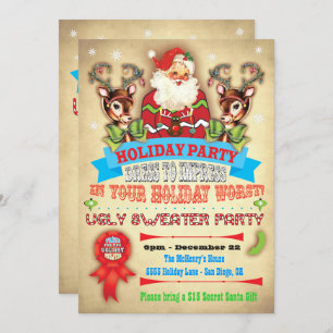 Vintages Ugly Sweater Weihnachts-Party-Poster lade Einladung
