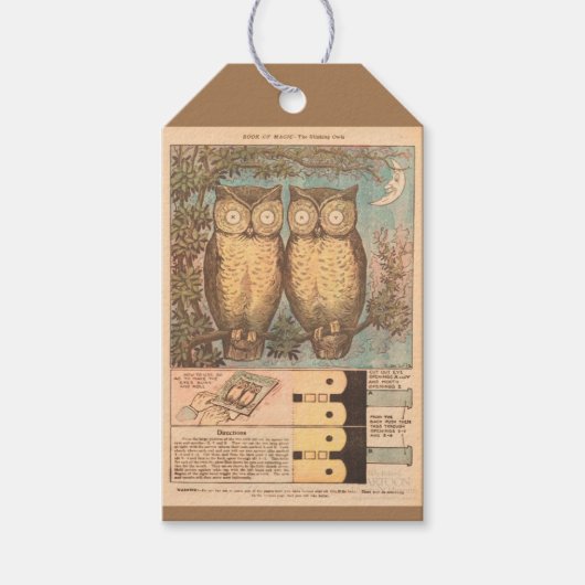 Vintages Uhu-niedliches Fallfahrzeug Geschenkanhänger (Vorderseite)