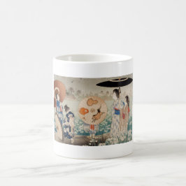 Vintages ukiyo-e japanische Damen mit Kaffeetasse