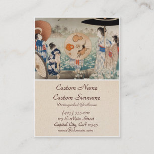 Vintages ukiyo-e japanische Damen mit Visitenkarte