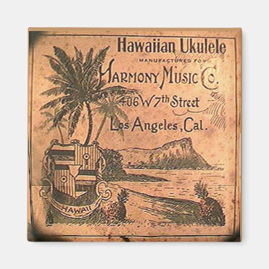 Vintages Ukulele Label Magnet (Vorne)