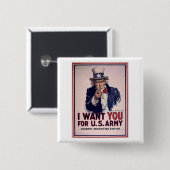 Vintages Uncle Sam Armee-Einstellungs-Plakat Button (Vorne & Hinten)