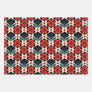 Vintages und Folk-Muster Geschenkpapier Set