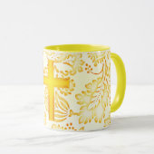 Vintages und modernes Glaubenskreuz in gelber Tass Tasse (VorderseiteRechts)