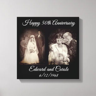 Vintages und modernes Hochzeitsfest Foto 50 Jahre  Leinwanddruck