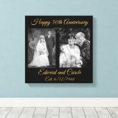 Vintages und modernes Hochzeitsfest Foto 50 Jahre Leinwanddruck (Insitu (Holzboden))