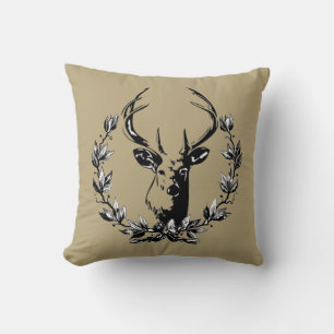 Vintages und rustikales Hirsch in Laurel Blätter Kissen