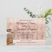 Vintages und rustikales Hochzeitsessen Probe Einladung (Stehend Vorderseite)