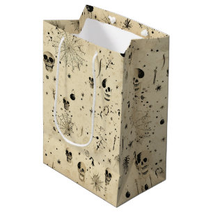 Vintages, undurchsichtiges Halloween-Muster Mittlere Geschenktüte