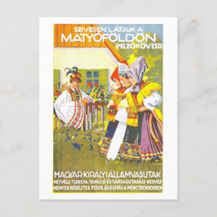 Vintages Ungarn Reiseplakat Postkarte