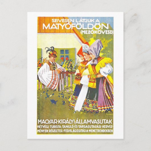 Vintages Ungarn Reiseplakat Postkarte (Vorderseite)