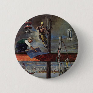 Vintages Unternehmen, Architekten und Bauwesen Button