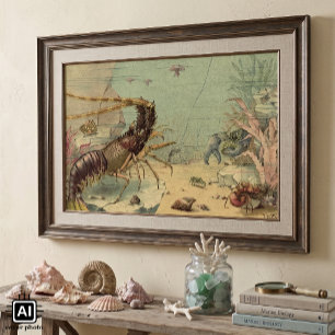 Vintages Unterwasserleben, Tiere im Ozean Poster