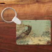 Vintages Unterwasserleben, Tiere im Ozean Schlüsselanhänger (Rückseite)