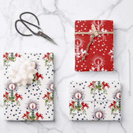Vintages Urlaubsglühen: Kerzen und Lämmer Geschenkpapier Set