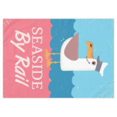 Vintages Urlaubsposter am Meer. Tischdecke (Vorderseite (Horizontal))