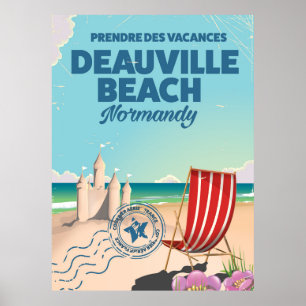 Vintages Urlaubsposter von Deauville Beach franz. Poster