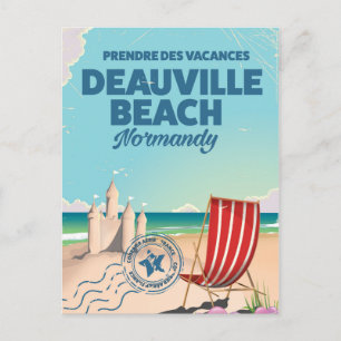 Vintages Urlaubsposter von Deauville Beach franz. Postkarte
