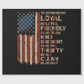 Vintages US-amerikanisches Flag-Pfadfindergesetz Geschenkpapier (Flach)