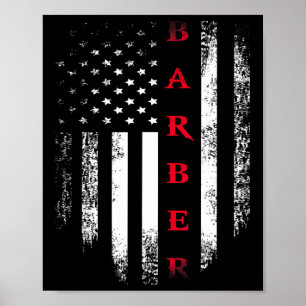 Vintages US-amerikanisches Rotes Weißes Barber Ame Poster