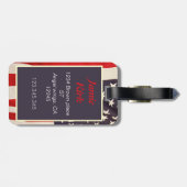 Vintages US-Flaggenmonogramm personalisiert Gepäckanhänger (Rückseite horizontal)