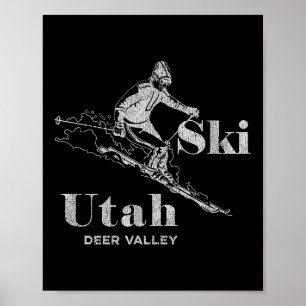 Vintages Utah Deer Valley Skifahren T-Shirt Poster
