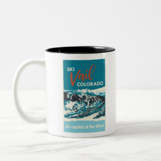 Vintages Vail Ski Poster Zweifarbige Tasse