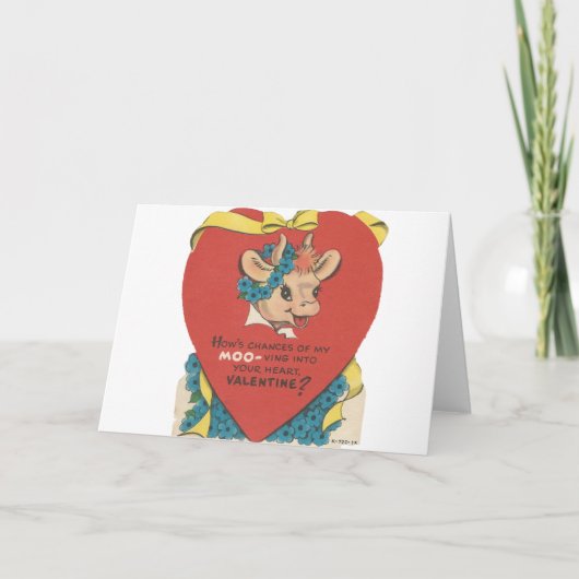Vintages Valentin "Cow Moo" Feiertagskarte (Vorderseite)