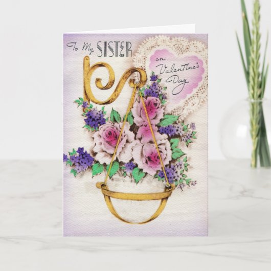 Vintages Valentin für Sister Feiertagskarte (Vorderseite)